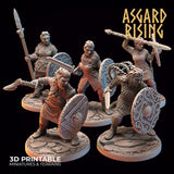 Shield Maiden Set 2 / Viking / Warrior / Pathfinder / DnD / D&D / Asgard Rising / 3D Print / 4K Mini / TableTop Miniature / RPG