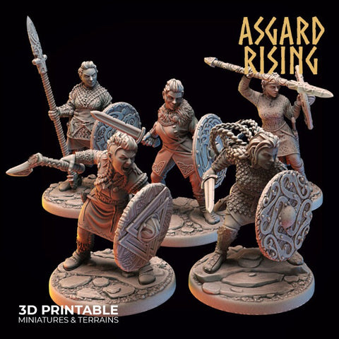 Shield Maiden Set 2 / Viking / Warrior / Pathfinder / DnD / D&D / Asgard Rising / 3D Print / 4K Mini / TableTop Miniature / RPG