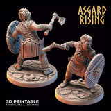 Shield Maiden Set 2 / Viking / Warrior / Pathfinder / DnD / D&D / Asgard Rising / 3D Print / 4K Mini / TableTop Miniature / RPG