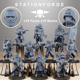 GrimGuard Combatants / Soldier / Imperial / Infantry / Sci Fi / Space / Table Top / Station Forge / 3D Print / 4K Mini / Wargaming