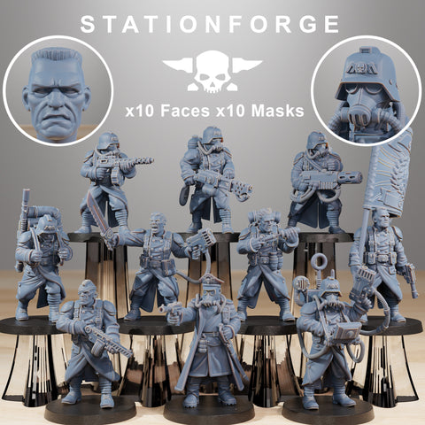 GrimGuard Combatants / Soldier / Imperial / Infantry / Sci Fi / Space / Table Top / Station Forge / 3D Print / 4K Mini / Wargaming