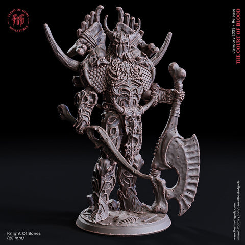 Knight of Bones / Knight / Bones / Barbarian / Warrior / Pathfinder / DnD / Flesh of God / 3D Print / 4K Mini / TableTop Miniature/ 25mm