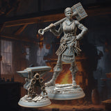 Em Oddflame / Woman / Human / Artificer / Blacksmith / Pathfinder / DnD / DM Stash / 3D Print / 4K Mini / TableTop Miniature / 32mm / 75mm