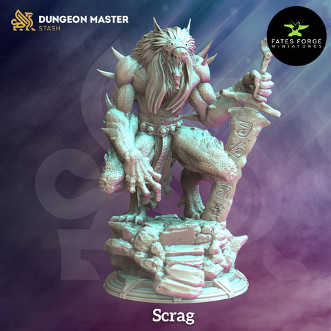 Scrag / werewolf / DnD / GM Stash / 3D Print / 4K Mini / TableTop Miniature / 32mm / 75mm