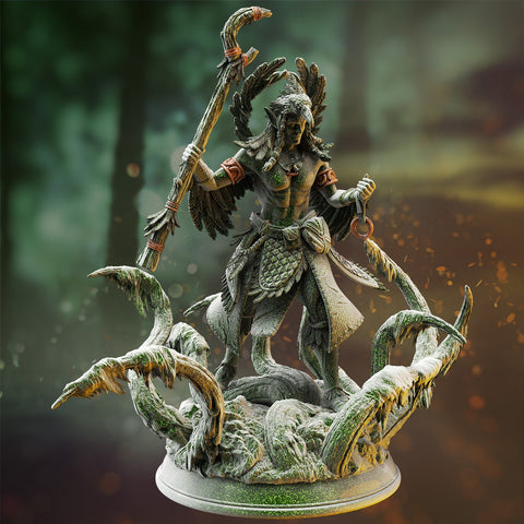 Zarbaeth / Elf / Fey / Druid  / Wasteland / Hero / DnD / Pathfinder / DM Stash / 3D Print / 4K Mini / TableTop Miniature / 32mm / 75mm