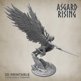 Winged Valkyrie / Valkyrie /  Warrior / Pathfinder / DnD / D&D / Asgard Rising / 3D Print / 4K Mini / TableTop Miniature / RPG