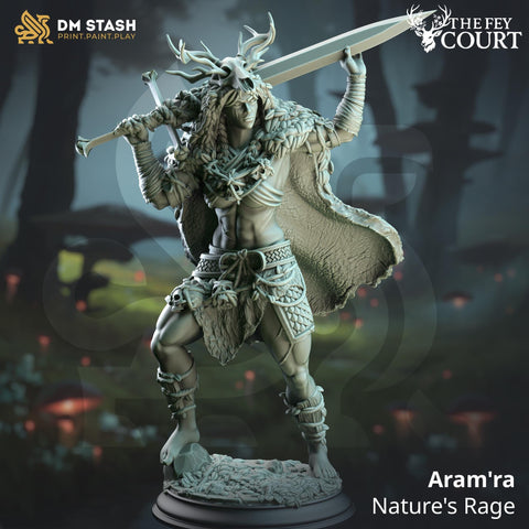 Aram'ra / Fey / Barbarian / Fighter / Fairy / Elf / Druid / Magic / Fae  / Fey touched / DnD / DM Stash / 3D Print / TableTop / 32mm / 75mm
