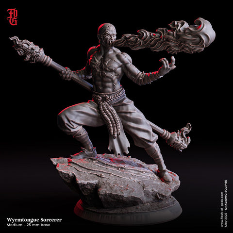Wyrmtongue Sorcerer / Cult / Sorcerer / Monk / Fighter / Pathfinder / DnD / Flesh of God / 3D Print / 4K Mini /TableTop Miniature / 25mm