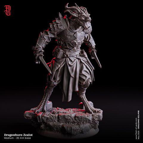 Dragonborn Zealot / Enemy / Draconian / Warrior / Dragon / Pathfinder / DnD / Flesh of God / 3D Print /TableTop Miniature / 25mm