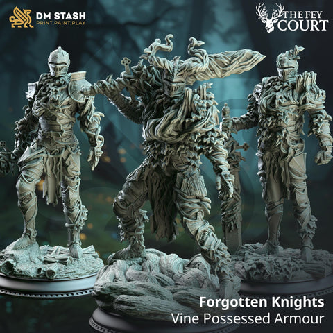 Forgotten Knights / Possed / Knights / Creature / Magic / Vines / Fighter / Fey touched / DnD / DM Stash / 3D Print / TableTop / 32mm / 75mm