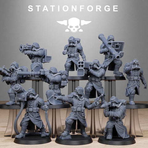 GrimGuard Rocketeers / Soldier / Heavy / Rocket Launcher / Imperial / Infantry / Sci Fi / Space  / Station Forge / 3D Print / Wargaming
