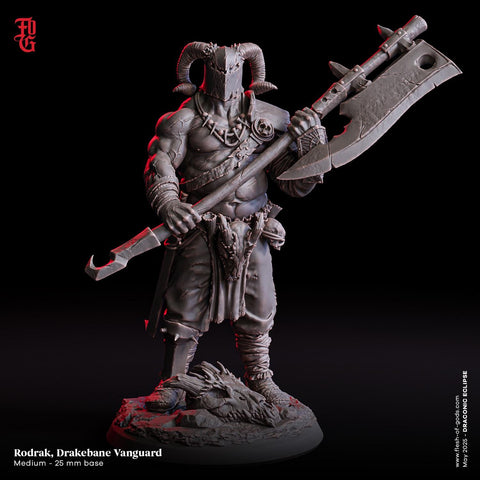 Rodrak, Drakebane Vanguard / Human / Warrior / Barbarian /  Pathfinder / DnD / Flesh of God / 3D Print / 4K Mini /TableTop Miniature / 25mm