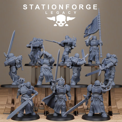 Solaris Greatswordsmen / Knights / Humans / Melee / Infantry / Dungeon / Steampunk / Fantasy / Table Top / Station Forge Legacy / Wargaming