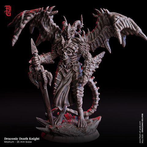 Draconic Death Knight / Knight / Draconian / Warrior / Dragon / Pathfinder / DnD / Flesh of God / 3D Print /TableTop Miniature / 25mm