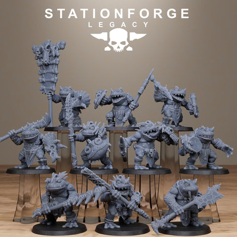 Bogkin Infantry / Dragons / Dungeon / Mystics / Frog / Infantry / Frogkin / Table Top / Station Forge Legacy / DnD /  Wargaming