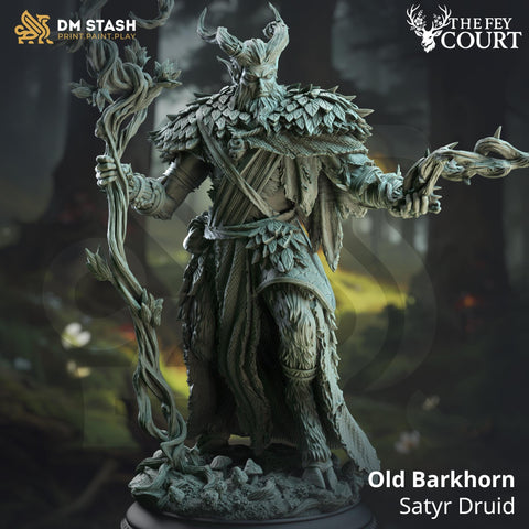 Old Barkhorn / Fey / Satyr / Fighter / Fairy / Elf / Druid / Magic / Fae / Tiefling / DnD / DM Stash / 3D Print / TableTop / 32mm / 75mm