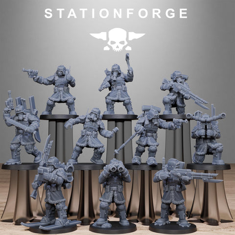 GrimGuard Frostwatch Patrol / Soldier / Snow / Imperial / Infantry / Sci Fi / Space / Table Top / Station Forge / 3D Print / Wargaming