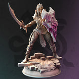 Mrina Reloth / Paladin / Fighter / Elf / Drow / Sword and Shield / Pathfinder / DnD / DM Stash / 3D Print / TableTop Miniature / 32mm / 75mm
