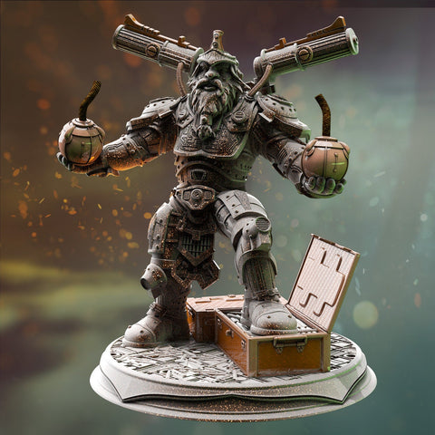Duktuk / Grenadier / Dwarf / Mech  / Wasteland / Hero / DnD / Pathfinder / DM Stash / 3D Print / 4K Mini / TableTop Miniature / 32mm / 75mm