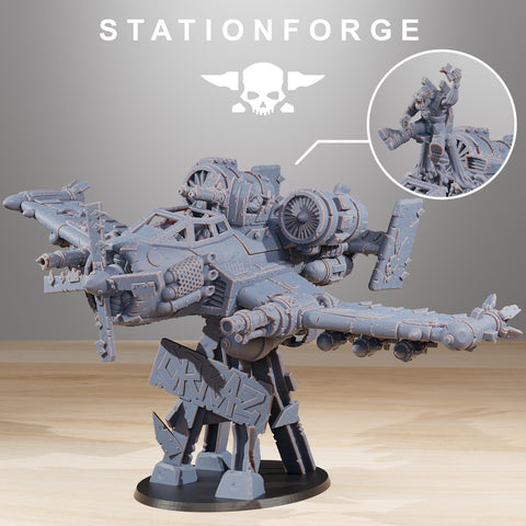 Orkaz Plane / Hawk / Bomber / Wathog / Orc / Ork / Plane / Sci Fi / Space / Table Top / Station Forge / 3D Print / 4K Mini / Wargaming / RPG