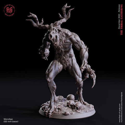 Wendigo / Leshen / Snow / Creature / Monster / Creepy / Pathfinder / DnD / Flesh of God / 3D Print / 4K Mini / TableTop Miniature /50mm