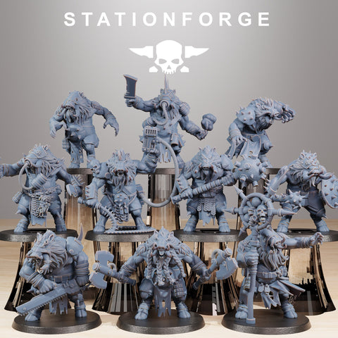 Corrupted Beasts / Chaos / Monster / Pig / Infantry / Kitbash / Sci Fi / Space / Table Top / Station Forge / 3D Print/4K Mini/Wargaming