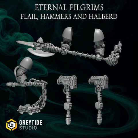 Weapons / Flail / Hammer / Halberd / Weapon / Eternal / Imperial / Marine / Pilgrim / Kitbash / Sci-Fi / Space / GreyTide Studio / 3D Print