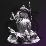 Touches the Sky - mammoth rider / Giant / Goliath / Hero / Fighter / DnD / GM Stash / 3D Print / 4K Mini / TableTop Miniature / 32mm / 75mm