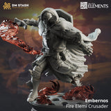 Embernos - Fire Elemi Crusader / Knight / Paladin / Fighter / Elemental / Fire / DnD / DM Stash / 3D Print / TableTop / 32mm / 75mm