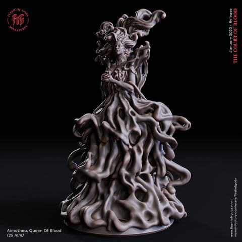 Aimothea / Vampire / Queen /  Goddess / Blood / Cult / Pathfinder / DnD / Flesh of God / 3D Print / 4K Mini / TableTop Miniature/ 25mm