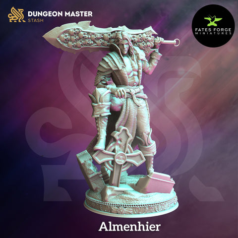 Almenhier / Vampire / Fighter / Death Knight / DnD / GM Stash / 3D Print / 4K Mini / TableTop Miniature / 32mm / 75mm