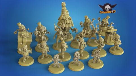 Christmas Football Team / Halfling / Dwarf / Christmas / Snow man / Tree / Fantasy Football Team / Tabletop / Miniatures / Boardgame