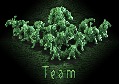Big Green Ones / Orc Fantasy Football Team / Orc Team / Tabletop / Miniatures / Boardgame