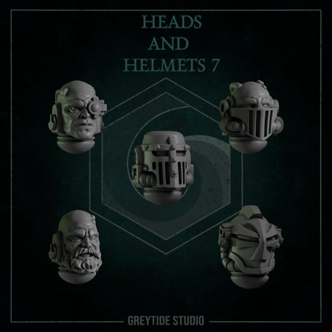 Heads & Helmets Set 7-12 / Grim / Imperial / Marine / Pilgrim / Kitbash / Angels / Sci Fi / Space / GreyTide Studio / 3D Print / Wargaming