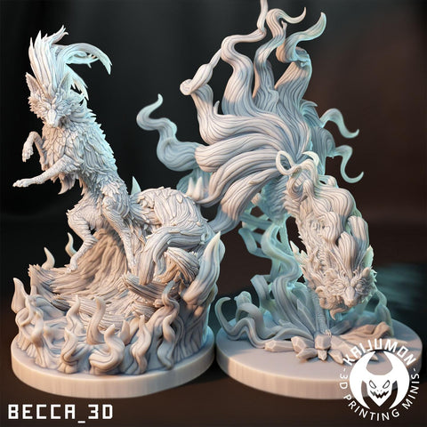 Ninetails / Vuplix / Fox / Fire / Pokemon / Kaijumon / Evolutions / DnD / Monster / Miniature / 3D Print / 4K Mini / TableTop Miniature