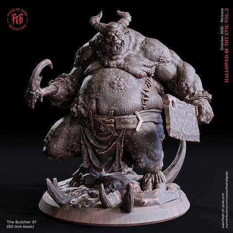 The Butcher / Warrior / Creature / Fantasy / Monster / Pathfinder / DnD / Flesh of God / 3D Print / 4K Mini / TableTop Miniature / 50mm