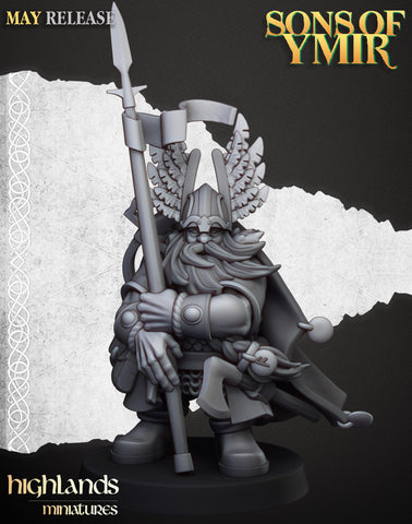 Dwarf Leader / Dwarfs / Mountain Hero / Sons of Ymir / Dwarf unit  / Army / Fantasy / Table Top / Highland / 3D Print / 4K Mini/Wargaming
