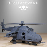 GrimGuard Helicopter / Hind-D / Gunship / Sci Fi / Space / Table Top / Station Forge / 3D Print / 4K Mini / Wargaming / RPG