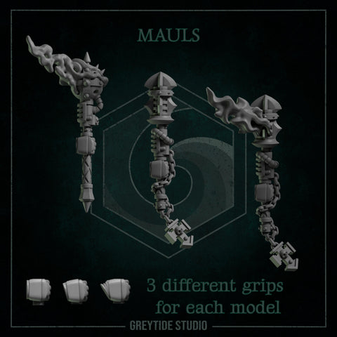 Mauls / Energy / Mace / Weapon / Eternal / Imperial / Marine / Pilgrim / Kitbash / Sci-Fi / Space / GreyTide Studio / 3D Print