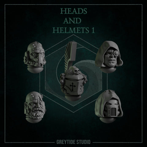 Heads & Helmets Sets 1-6 / Grim / Imperial / Marine / Pilgrim / Kitbash / Angels / Sci Fi / Space / GreyTide Studio / 3D Print / Wargaming