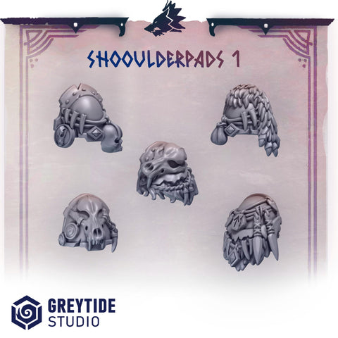 Shoulder Pads 1 - 9 / Shoulders / Tribal / Viking / Marine / War / Kitbash / Hounds/ Sci Fi / Space / GreyTide Studio / 3D Print / Wargaming