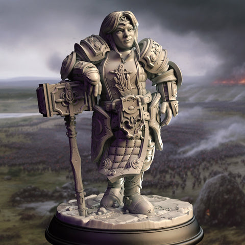 Enira Stronka - Knight-Faith / Dwarf / Knight / Warrior / Paladin / Pathfinder / DnD / DM Stash / 3D Print / TableTop / 32mm / 75mm