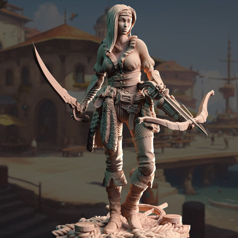 Filandira / Fighter / Sea / Pirate / Rogue / Human / Pathfinder / DnD / DM Stash / 3D Print / 4K Mini / TableTop Miniature / 32mm / 75mm