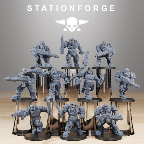 Orkaz Berserkers / Orkaz / Orc / Infantry / Sci Fi / Space / Table Top / Station Forge / 3D Print / 4K Mini / Wargaming