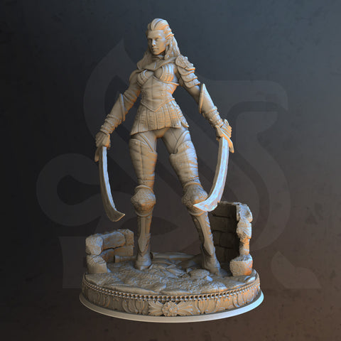 Scarlett / Elf / Rogue / Fighter / Pathfinder / DnD / DM Stash / 3D Print / 4K Mini / TableTop Miniature / 32mm / 75mm