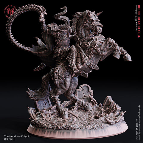 Headless Knight / Knight / Ghost / Headless / Dullahan / Pathfinder / DnD / Flesh of God / 3D Print / 4K Mini / TableTop Miniature /50mm