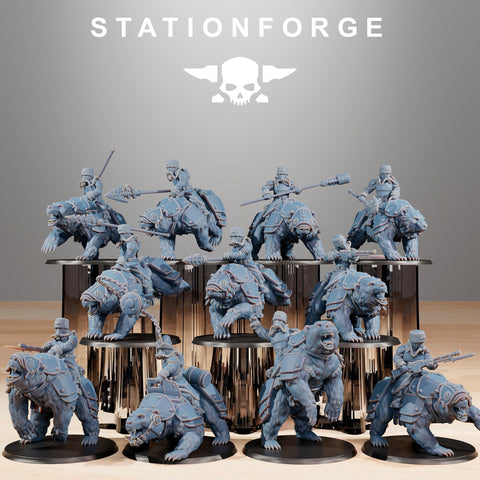 GrimGuard Bear Riders / Cavalry / Bears / Imperial / Mounted / Sci Fi / Space / Table Top / Station Forge / 3D Print / 4K Mini / Wargaming