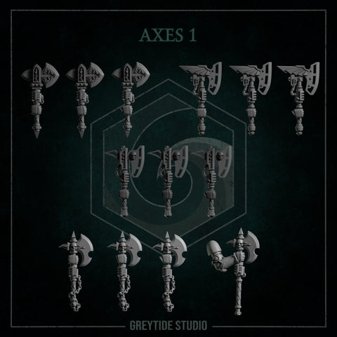 Axe / weapon / Energy / Eternal / Hammer / Imperial / Marine / Pilgrim / Kitbash / Sci Fi / Space / GreyTide Studio / 3D Print / Wargaming