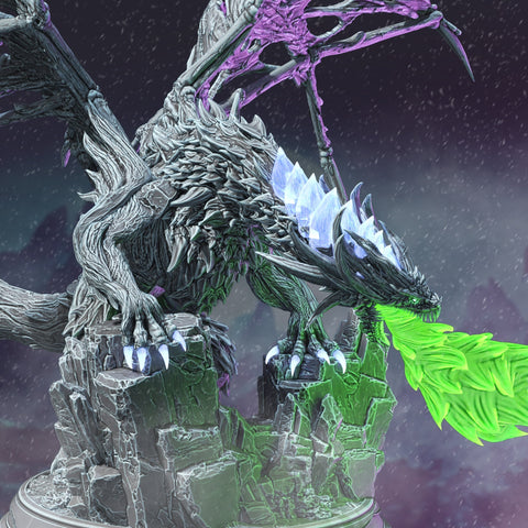 Nerevin - Undead Dragon / Dragon / Undead / Big Guy / Frozen / Monster / Pathfinder / DnD / DM Stash / 3D Print / TableTop / 32mm / 75mm