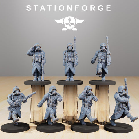 GrimGuard Marching / Guard / Imperial / Infantry / Sci Fi / Space / Table Top / Station Forge / 3D Print / 4K Mini / Wargaming / RPG